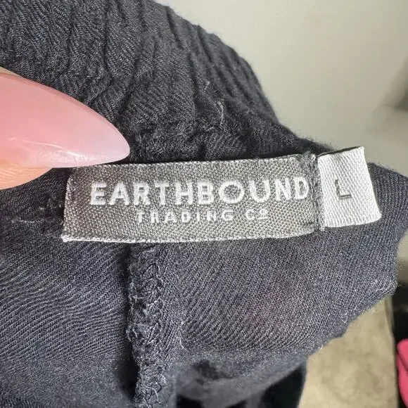 Earthbound Trading Co Black Boho Pants Women’s Large Drawstring Elastic Waist - Picture 5 of 11